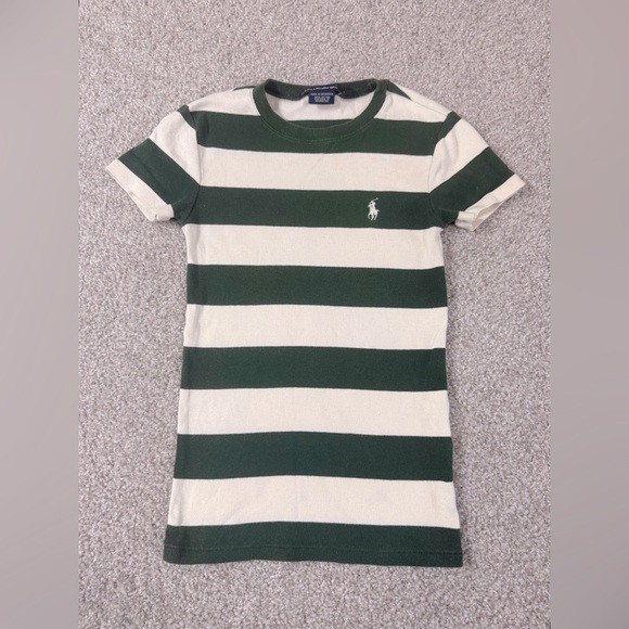 Polo Ralph Lauren Tops - Ralph Lauren Y2K Striped Tee – Forest Green & White – Women’s XS preppy 90s y2k